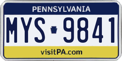 PA license plate MYS9841