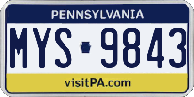 PA license plate MYS9843