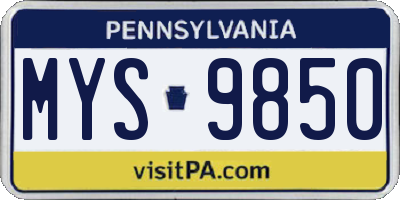 PA license plate MYS9850