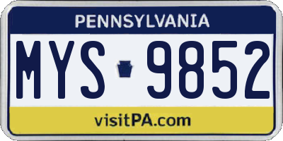PA license plate MYS9852