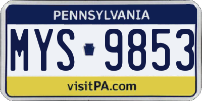 PA license plate MYS9853