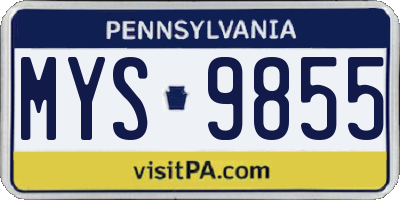 PA license plate MYS9855