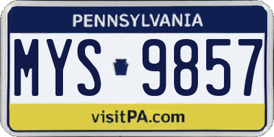 PA license plate MYS9857