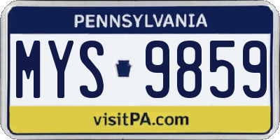 PA license plate MYS9859