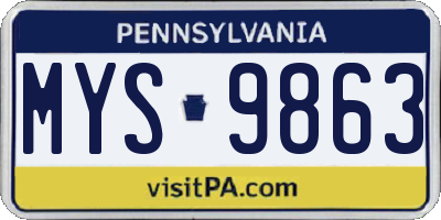 PA license plate MYS9863