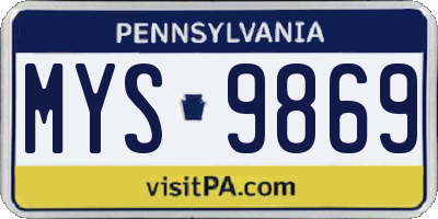 PA license plate MYS9869