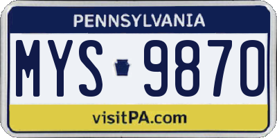 PA license plate MYS9870