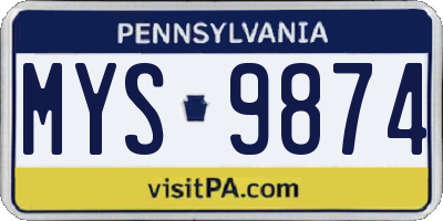 PA license plate MYS9874