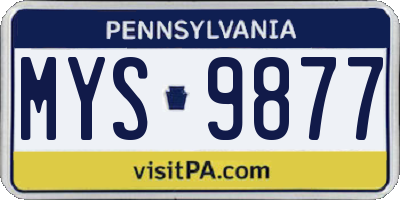 PA license plate MYS9877