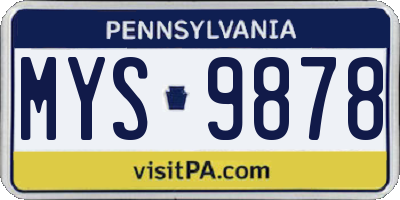 PA license plate MYS9878
