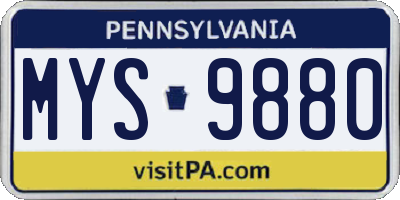 PA license plate MYS9880