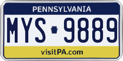 PA license plate MYS9889