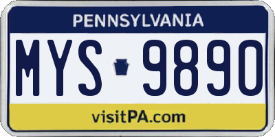 PA license plate MYS9890