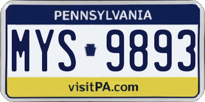 PA license plate MYS9893