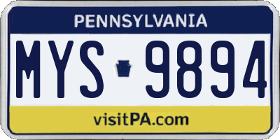 PA license plate MYS9894