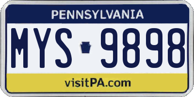 PA license plate MYS9898