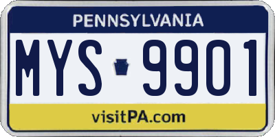 PA license plate MYS9901