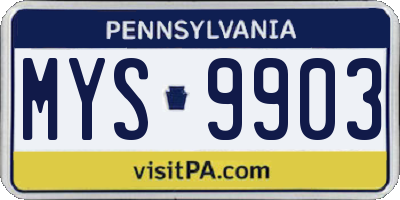 PA license plate MYS9903