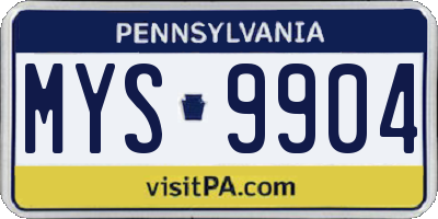 PA license plate MYS9904
