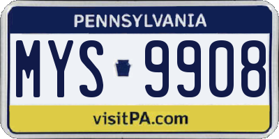 PA license plate MYS9908