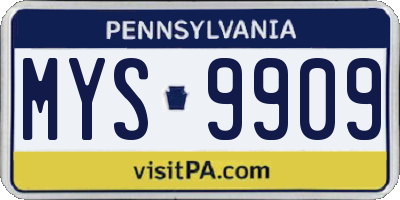 PA license plate MYS9909