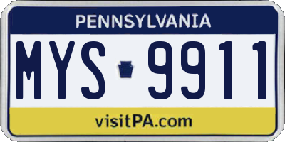 PA license plate MYS9911