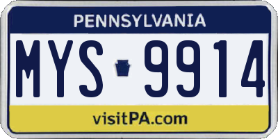 PA license plate MYS9914