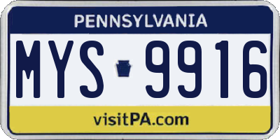 PA license plate MYS9916