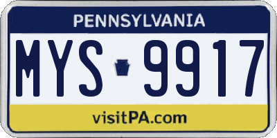 PA license plate MYS9917