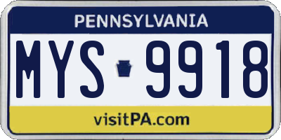 PA license plate MYS9918