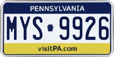 PA license plate MYS9926