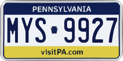 PA license plate MYS9927