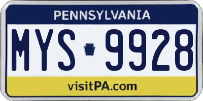 PA license plate MYS9928