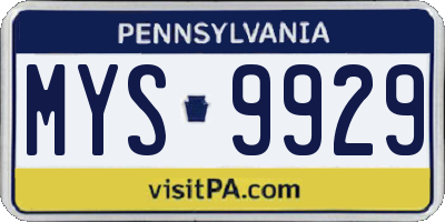 PA license plate MYS9929