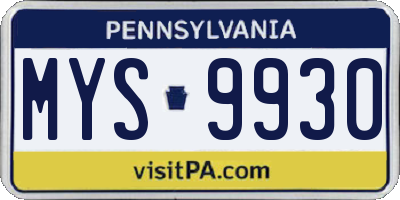 PA license plate MYS9930