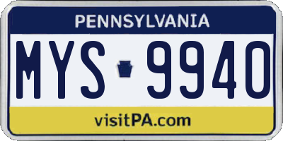 PA license plate MYS9940