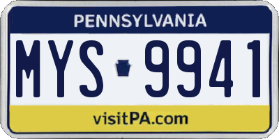 PA license plate MYS9941