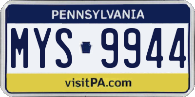 PA license plate MYS9944