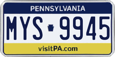 PA license plate MYS9945