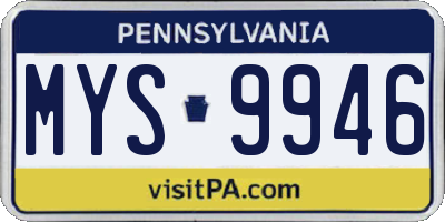 PA license plate MYS9946