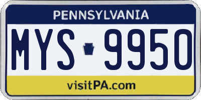 PA license plate MYS9950