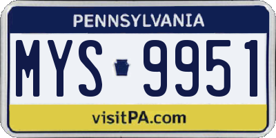 PA license plate MYS9951