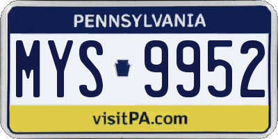 PA license plate MYS9952