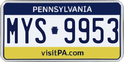 PA license plate MYS9953