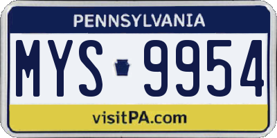 PA license plate MYS9954