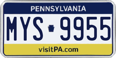 PA license plate MYS9955
