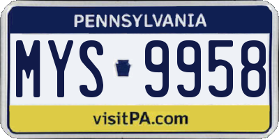 PA license plate MYS9958