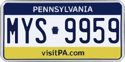 PA license plate MYS9959