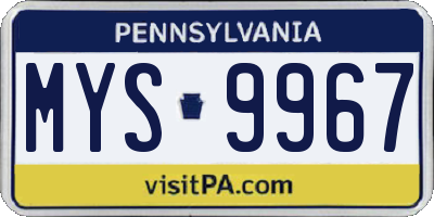 PA license plate MYS9967