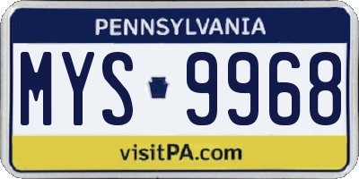 PA license plate MYS9968